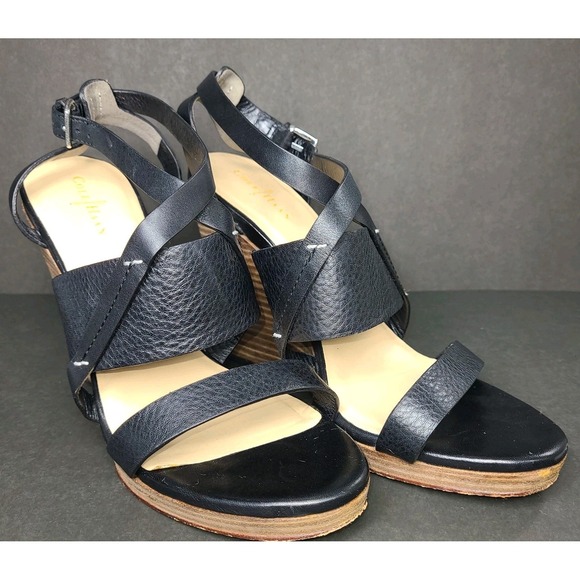 Cole Haan Shoes - Vtg Cole Haan Leather Strappy Wedge Sandals Black Womans 8.5B Comfort EUC